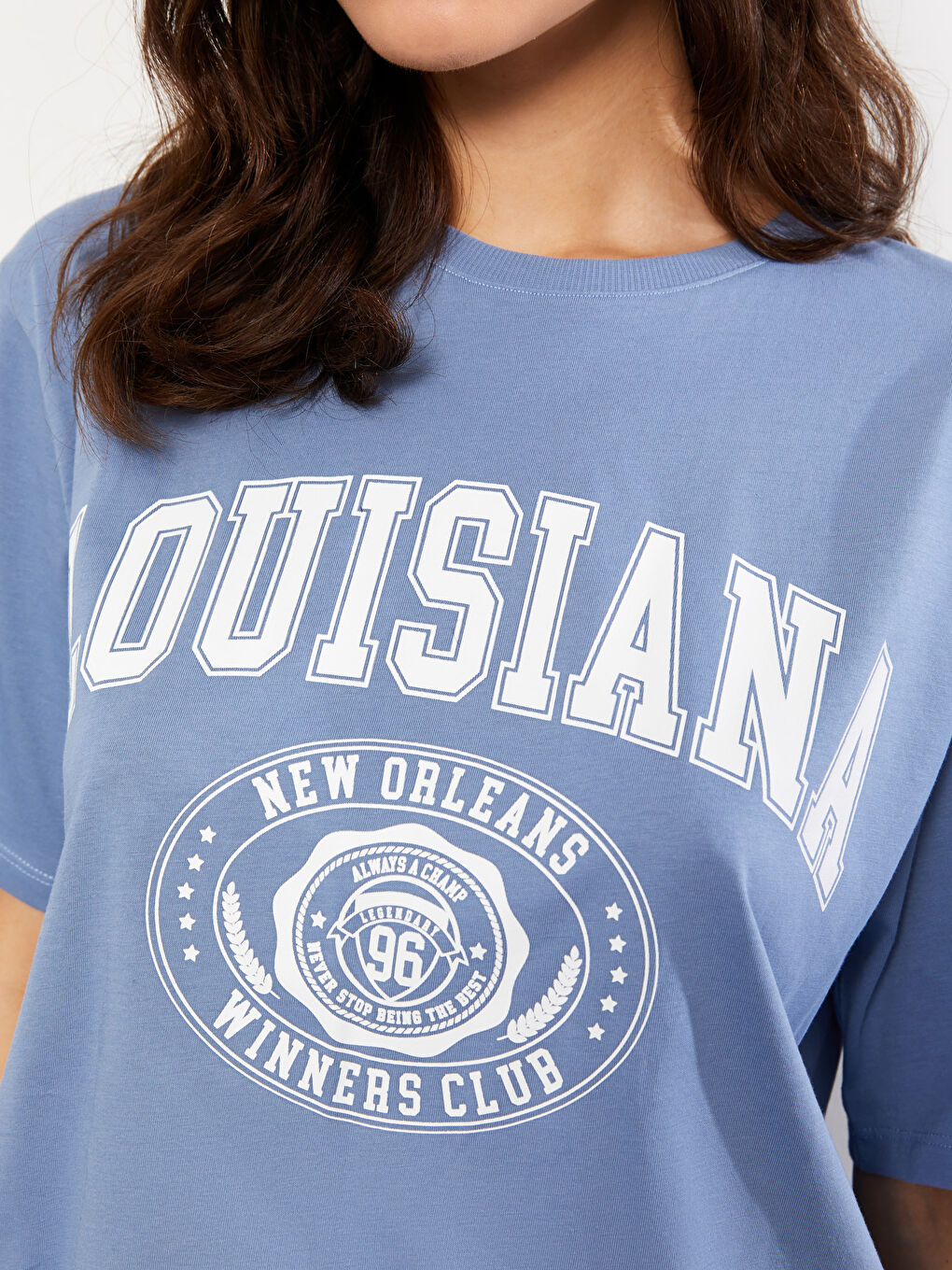 Crew Neck Printed Short Sleeve Cotton Women's T-shirt-3