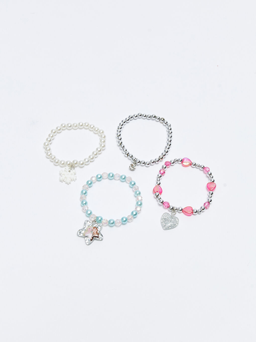 Karışık Frozen Lisanslı Boncuklu Kız Çocuk Bileklik 4'lü-1