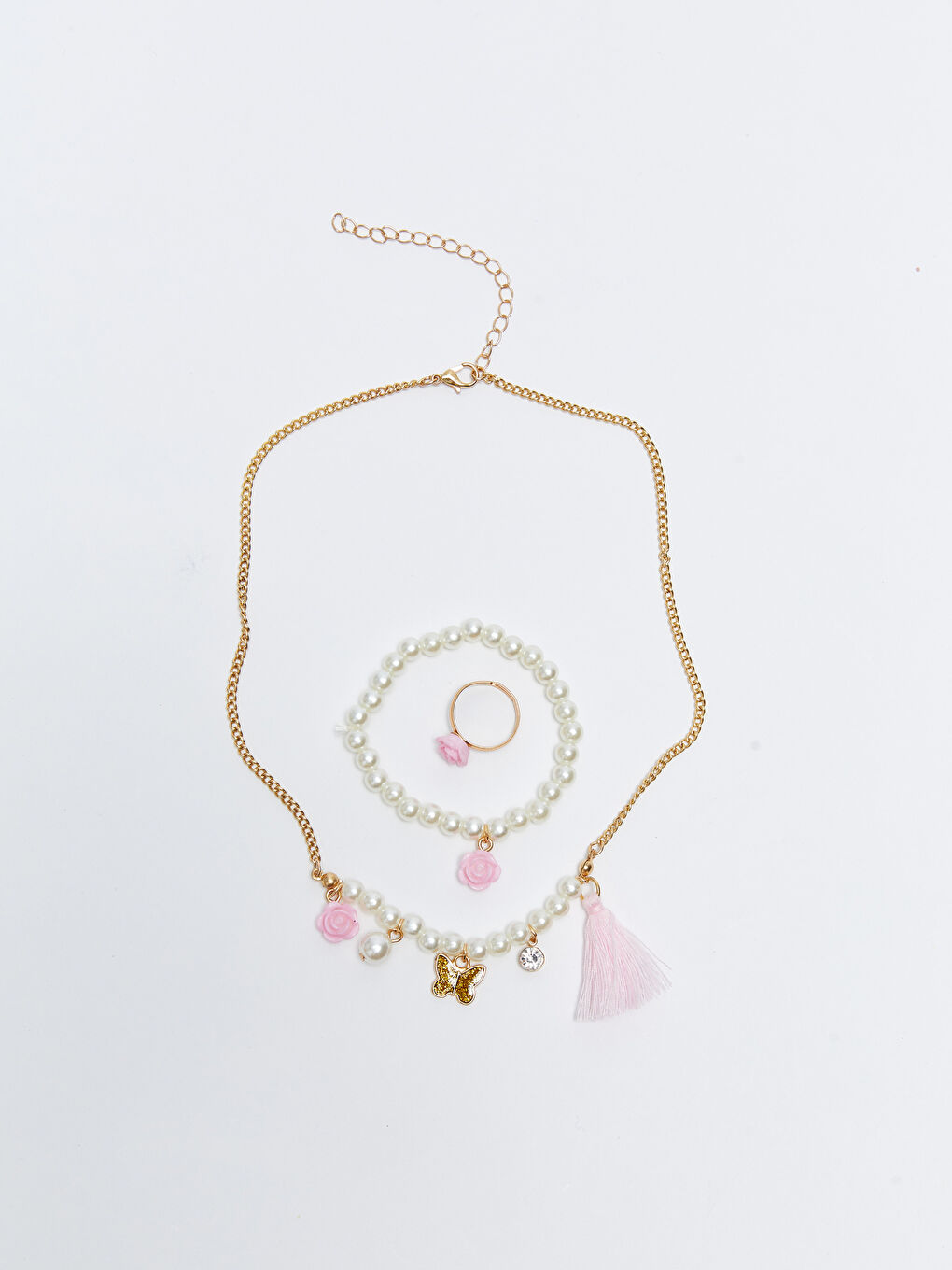 Karışık İnci Boncuklu Kız Çocuk Takı Seti-1