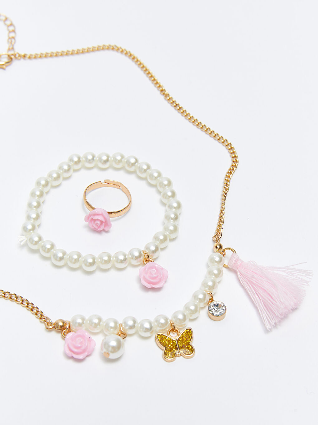 Karışık İnci Boncuklu Kız Çocuk Takı Seti-2