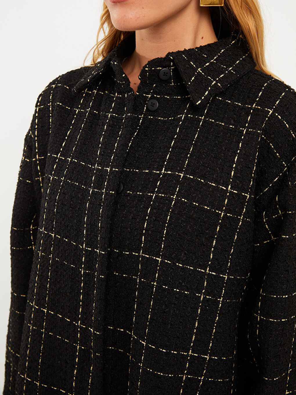Patterned Long Sleeve Women's Shirt with Button Closure on the Front-3