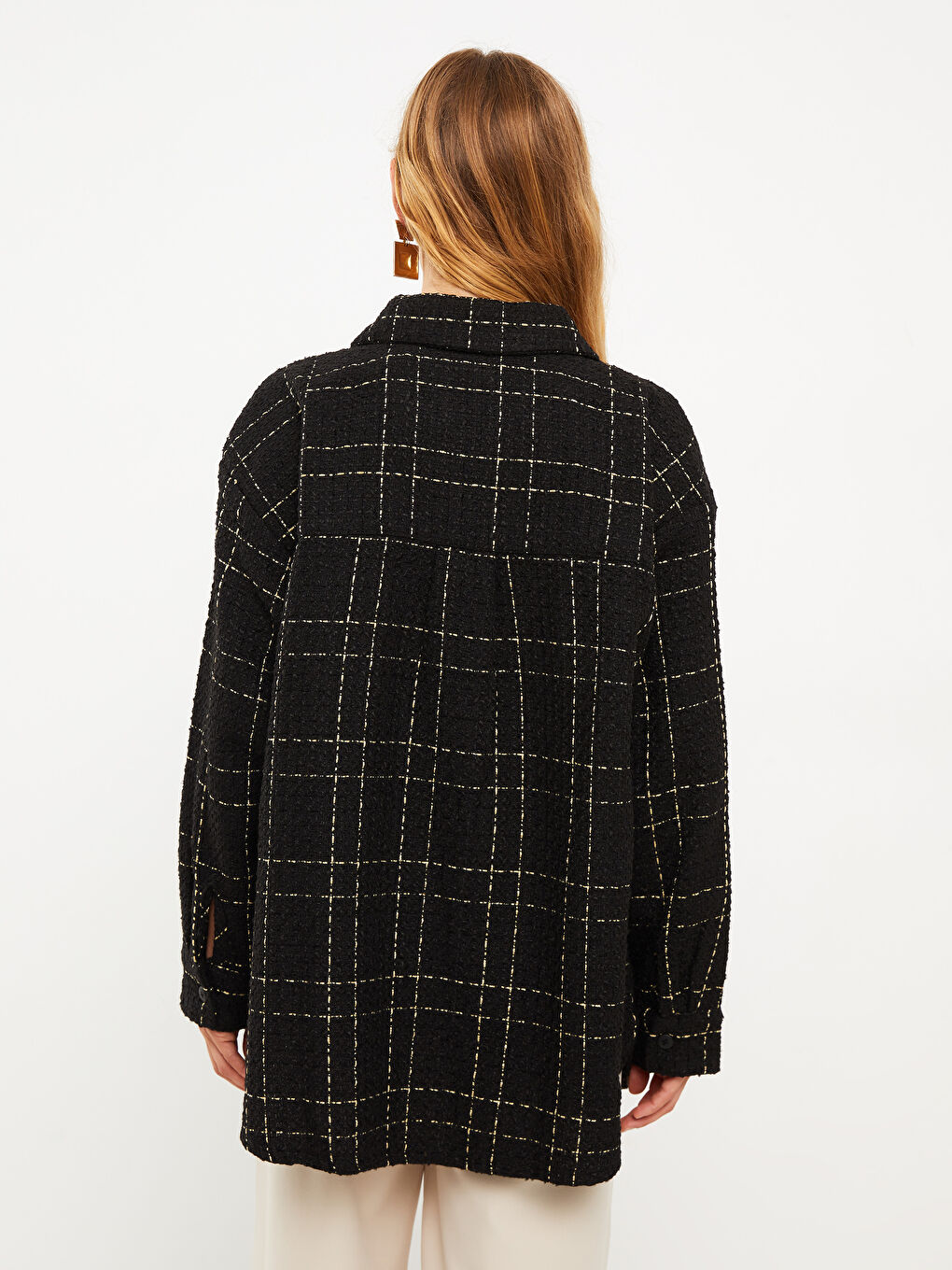 Patterned Long Sleeve Women's Shirt with Button Closure on the Front-4