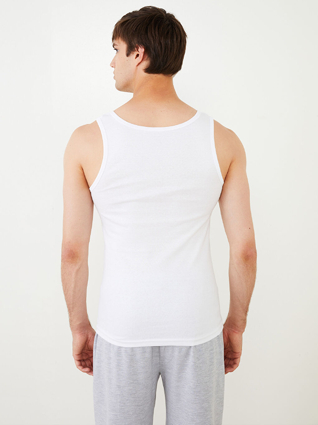 Beyaz Bisiklet Yaka Basic Pamuklu Erkek Atlet 2'li-3