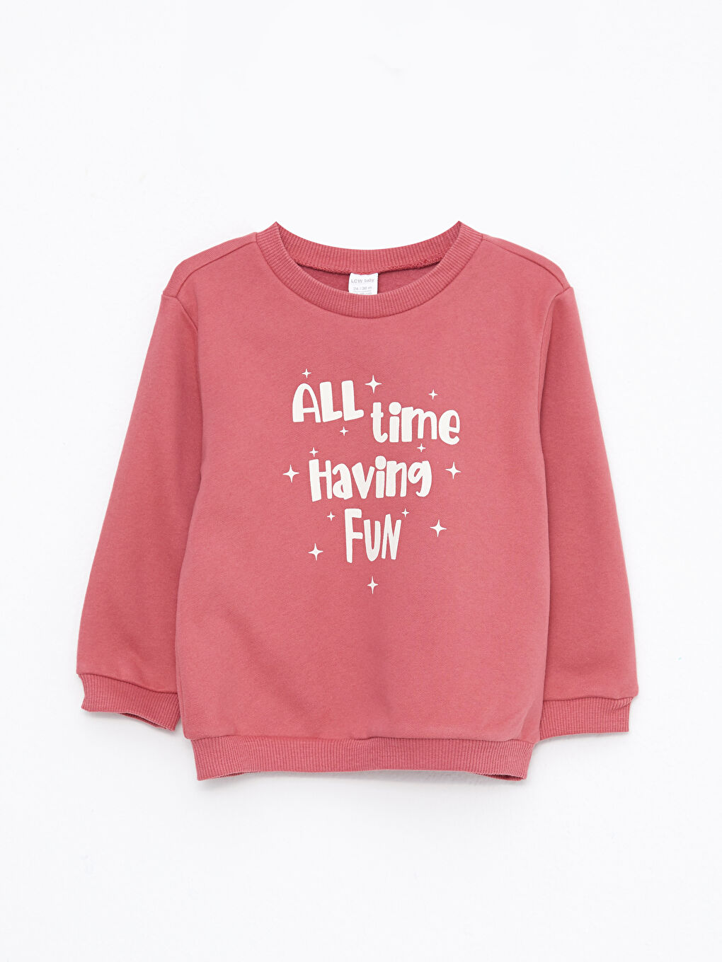 Pembe Bisiklet Yaka Uzun Kollu Baskılı Kız Bebek Sweatshirt