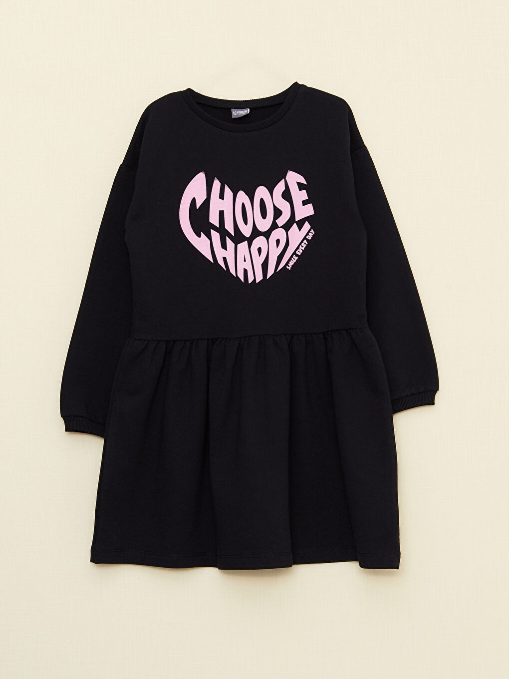 LCW ECO Crew Neck Printed Long Sleeve Girls' Dress -W2AY18Z4-CVL