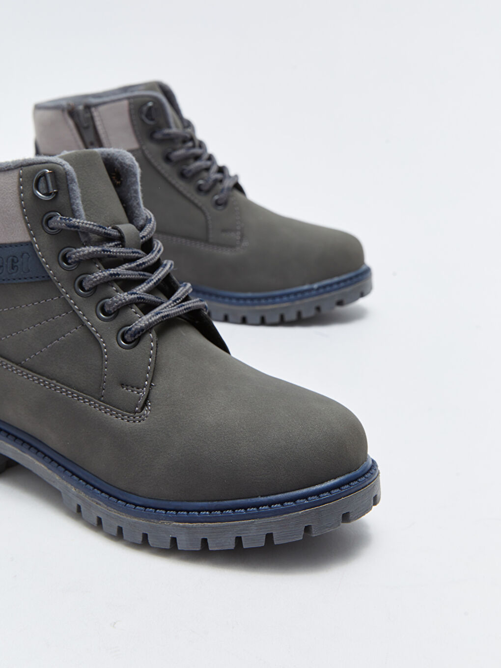 Faux Leather Lace-Up and Zipper Boys' Boots-7