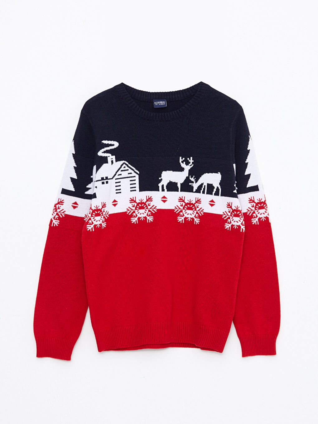 LCW Kids Crew Neck Christmas Themed Long Sleeve Boy Knitwear Sweater -W2AY27Z4-HPM