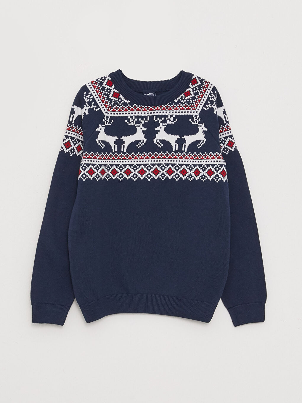 LCW Kids Bisiklet Yaka Yılbaşı Temalı Uzun Kollu Erkek Çocuk Triko Kazak -W2AY37Z4-NOO