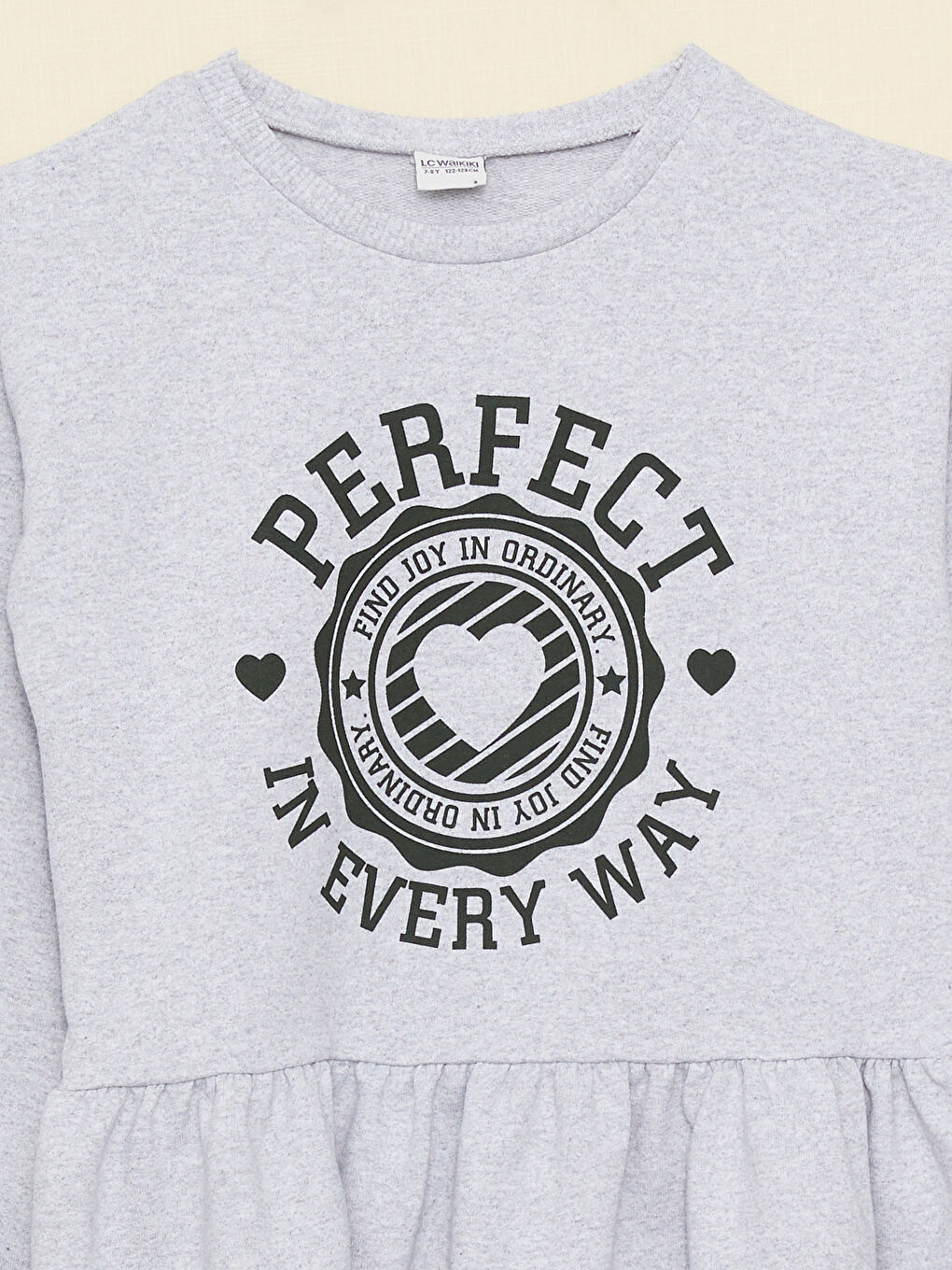 Crew Neck Printed Long Sleeve Girls' Dress-2