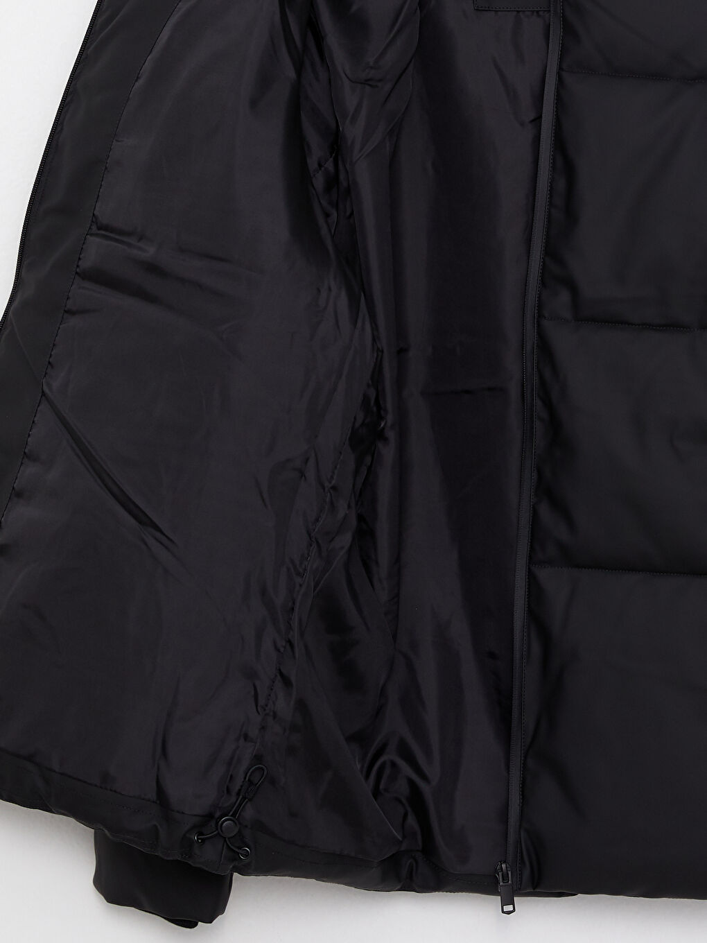 Siyah Standart Kalıp Dik Yaka Erkek Deri Görünümlü Mont-7