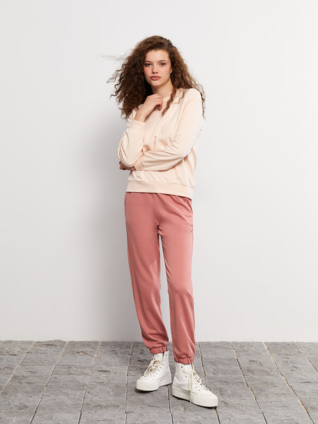 Women's Elasticated Waist Plain Jogger Sweatpants