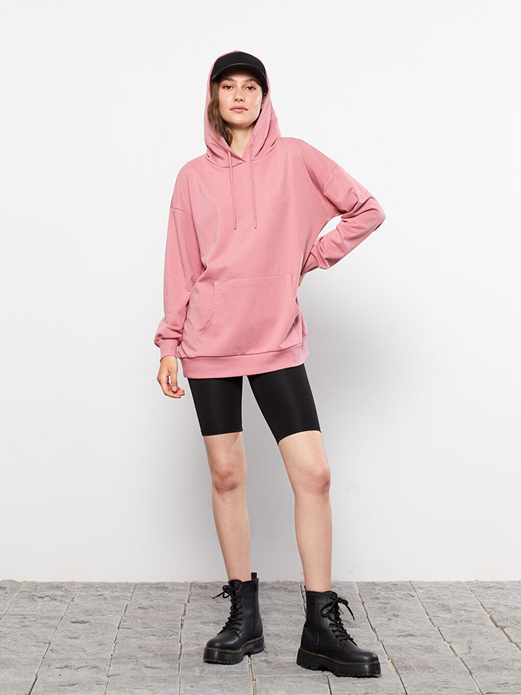 Hooded Plain Long Sleeve Women's Sweatshirt