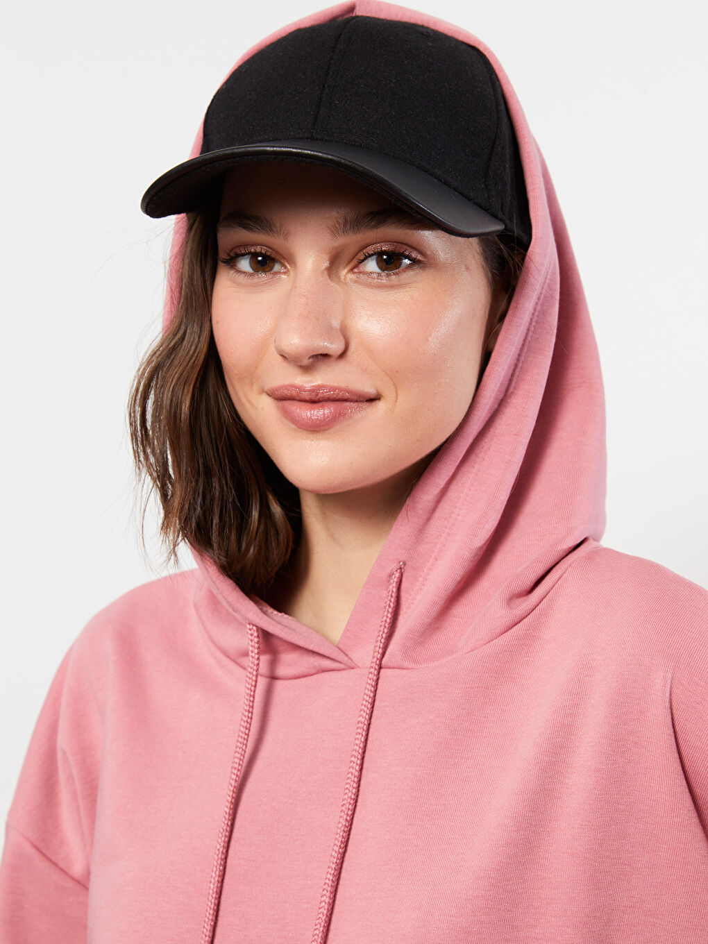 Hooded Plain Long Sleeve Women's Sweatshirt-2
