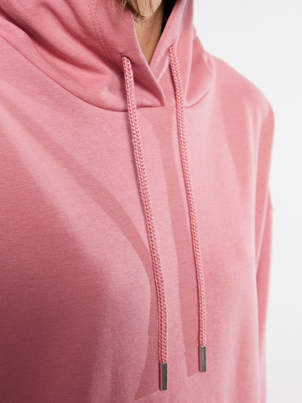 Hooded Plain Long Sleeve Women's Sweatshirt-3