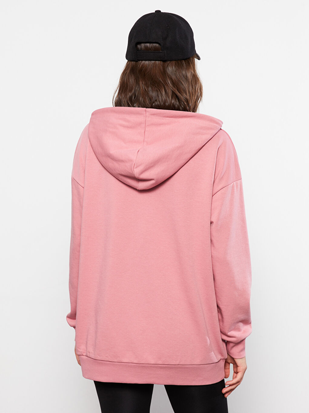 Hooded Plain Long Sleeve Women's Sweatshirt-4