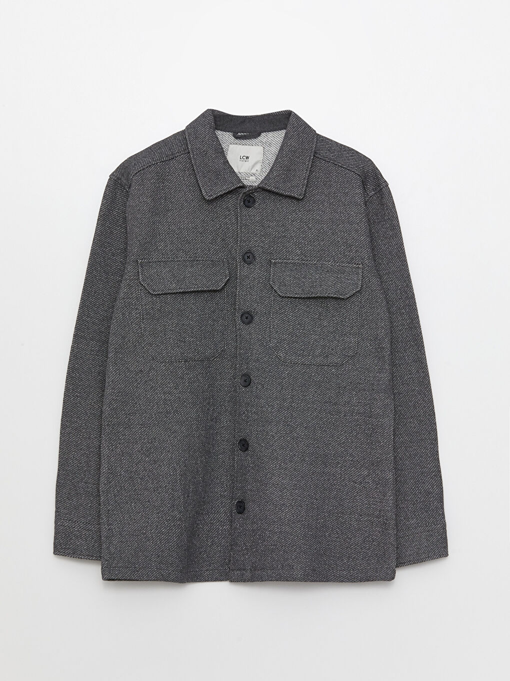 Gri Rahat Kalıp Uzun Kollu Erkek Gömlek Ceket-5