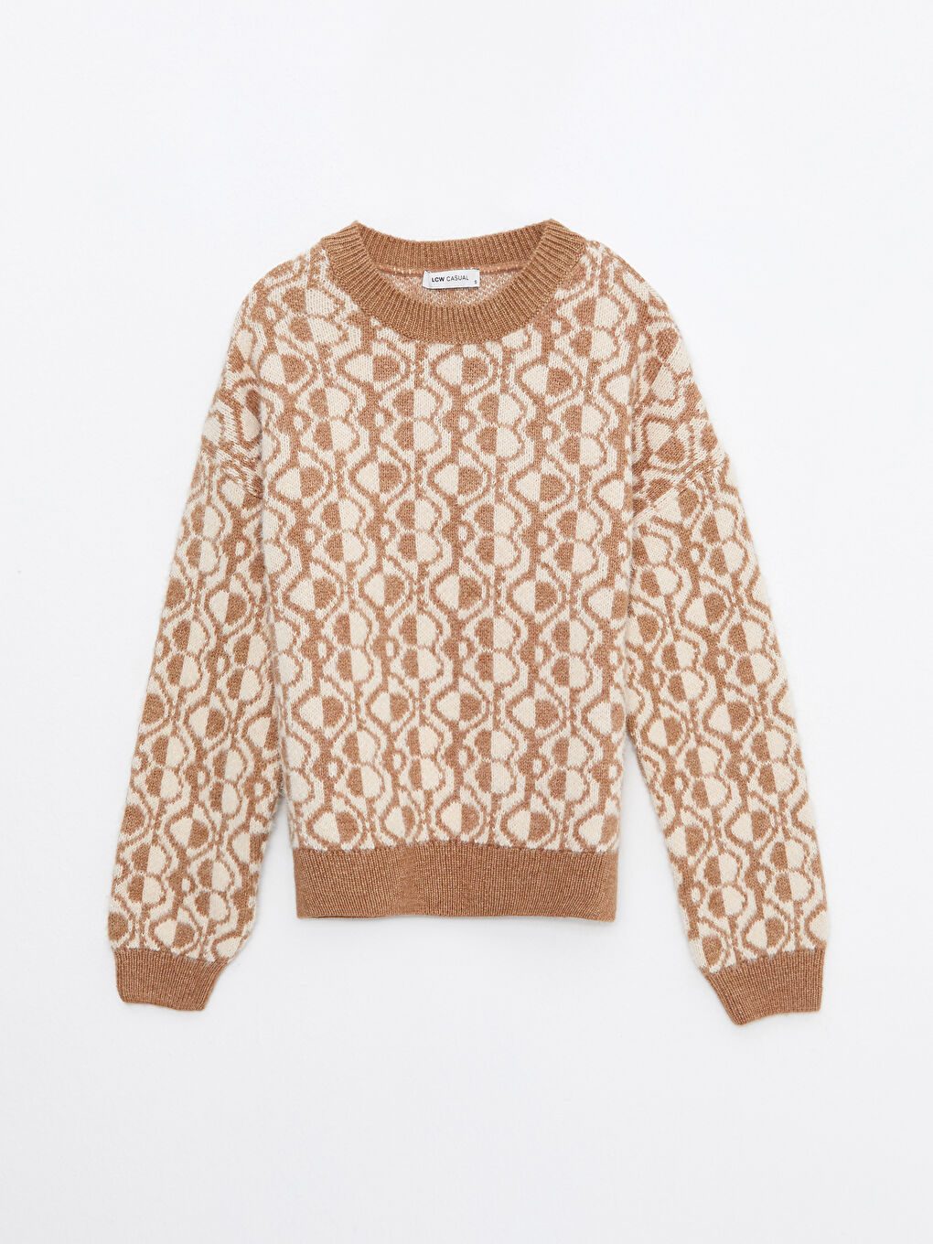 Crew Neck Patterned Long Sleeve Women's Knitwear Sweater-5