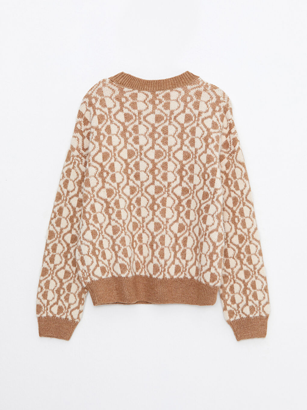 Crew Neck Patterned Long Sleeve Women's Knitwear Sweater-6