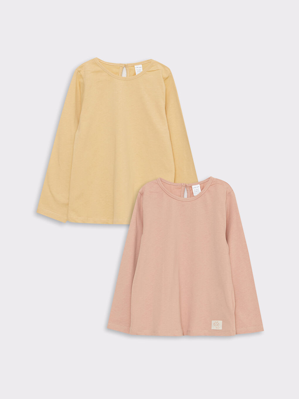 Crew Neck Long Sleeve Cotton Baby Girl T-Shirt 2-Pack