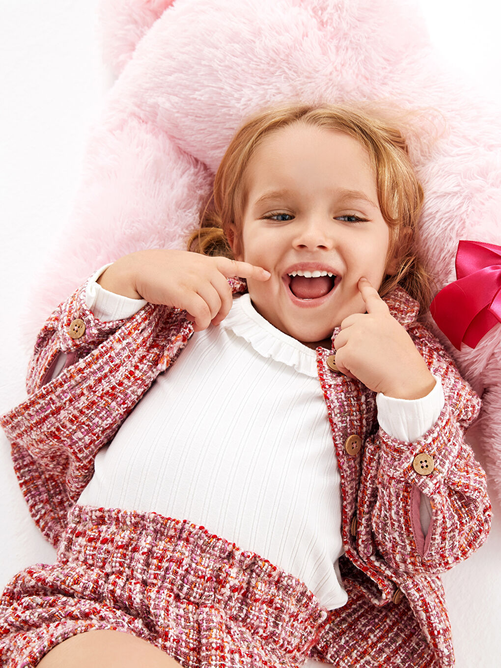 Ekru Bisiklet Yaka Uzun Kollu Kız Bebek Tişört