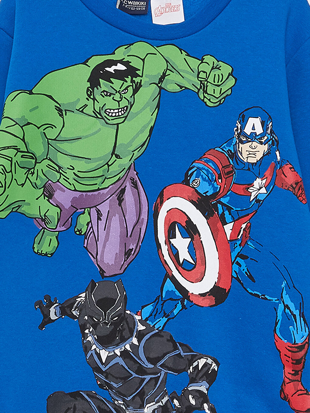 LCW Kids Koyu Mavi Bisiklet Yaka Avengers Baskılı Uzun Kollu Erkek Çocuk Sweatshirt - 3