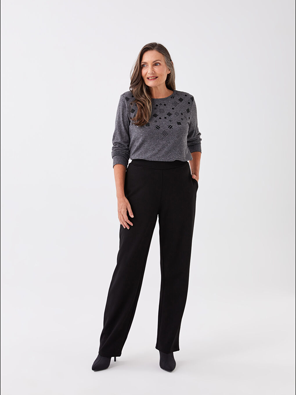 Women's Standard Fit Plain Trousers-2