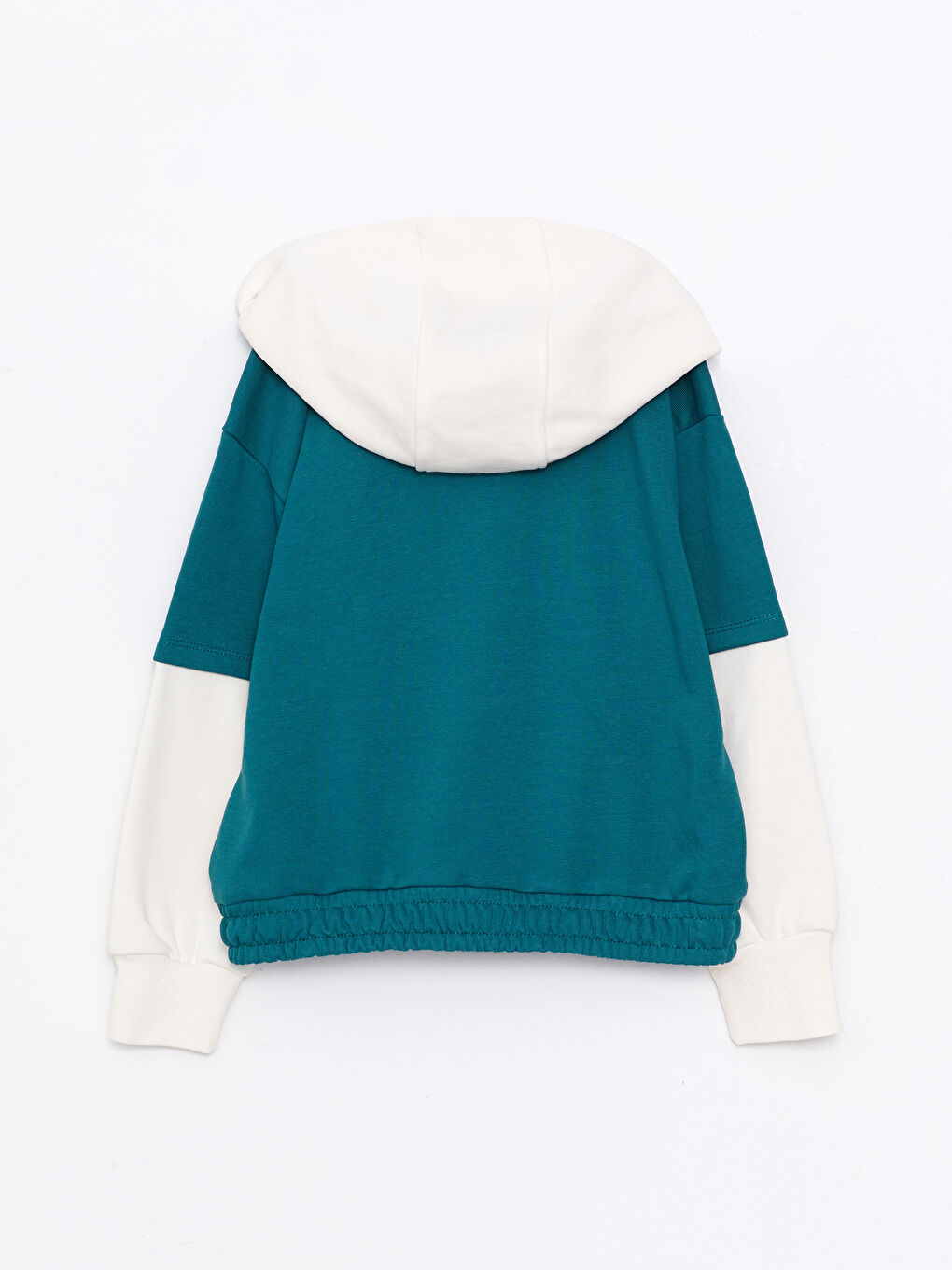 Yeşil Kapüşonlu Baskılı Uzun Kollu Kız Çocuk Sweatshirt-1