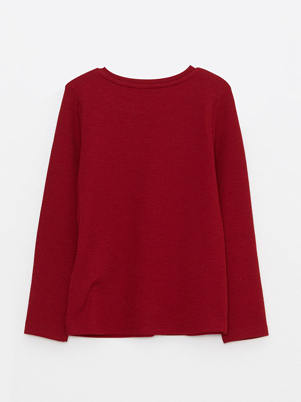 Kırmızı Bisiklet Yaka Basic Uzun Kollu Kız Çocuk Tişört-1