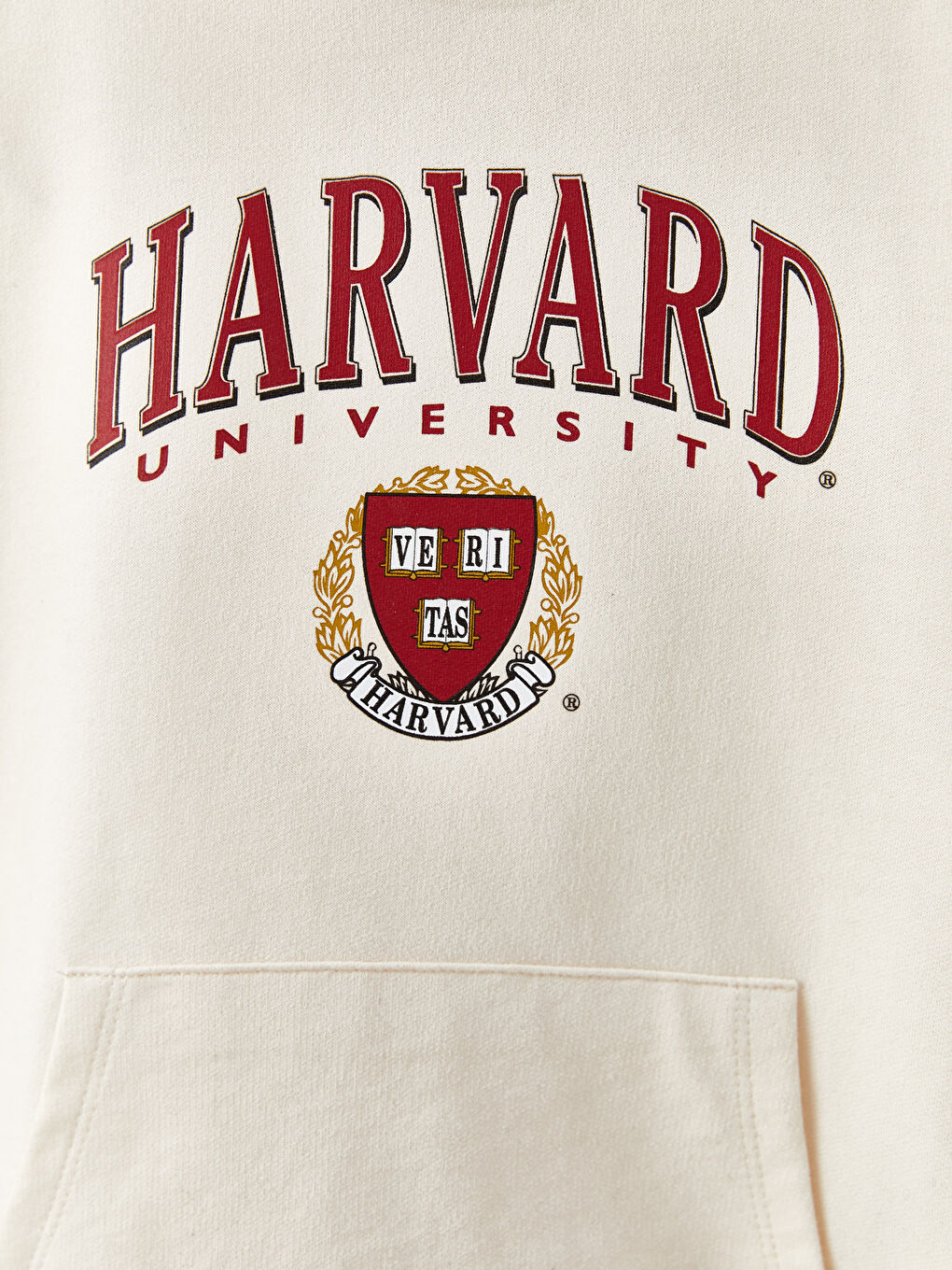 LCW Kids Ekru Kapüşonlu Harvard University Baskılı Uzun Kollu Kız Çocuk Sweatshirt - 2