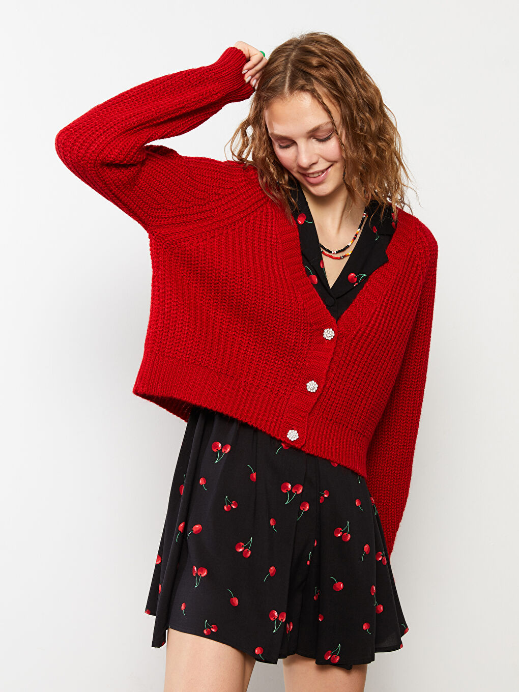 Кардиган из трикотажа с V-образным вырезом для женщин