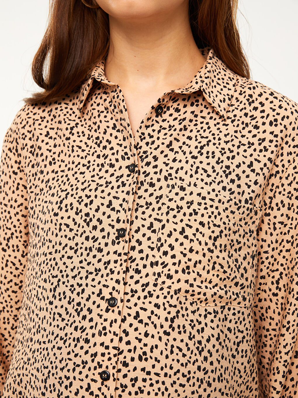 Patterned Long Sleeve Gabardine Maternity Shirt Tunic-3