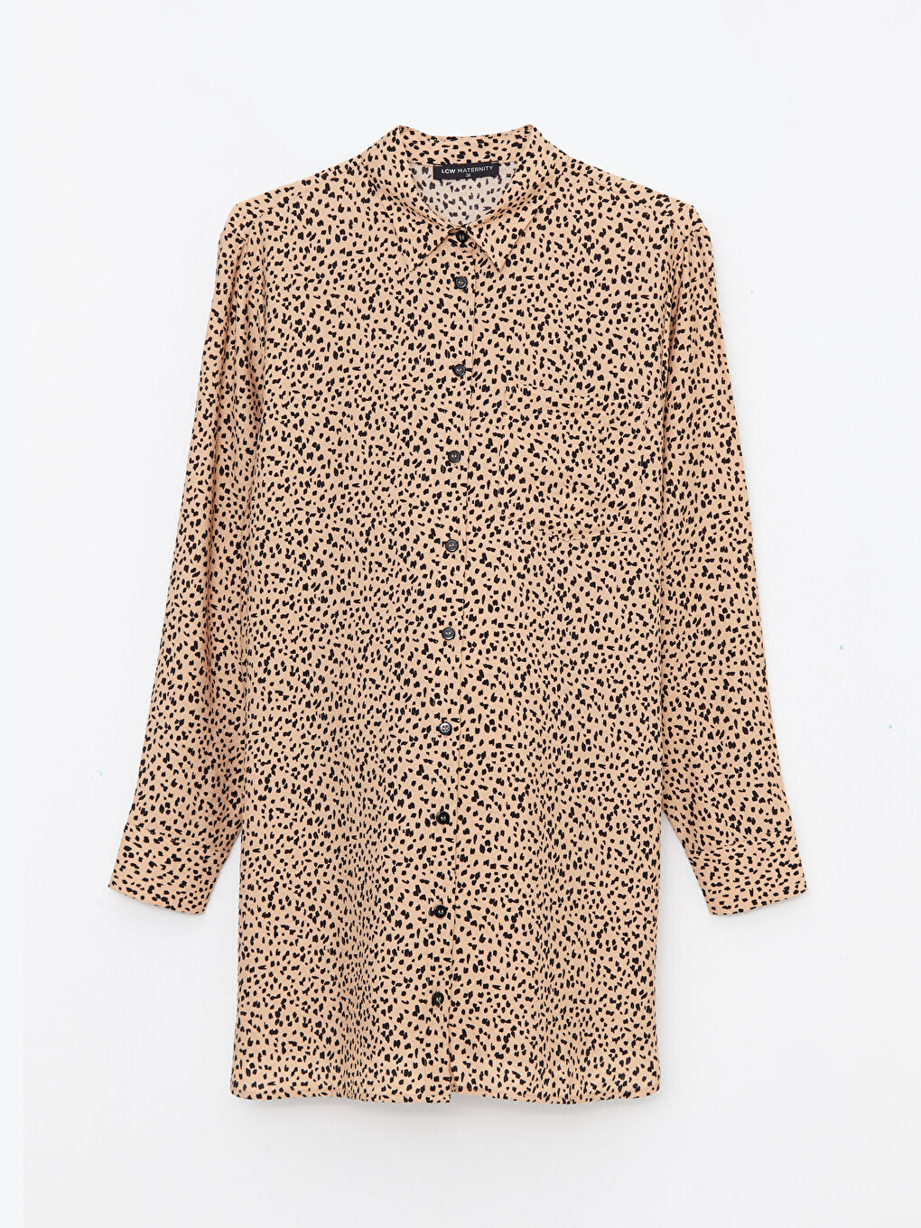 Patterned Long Sleeve Gabardine Maternity Shirt Tunic-5