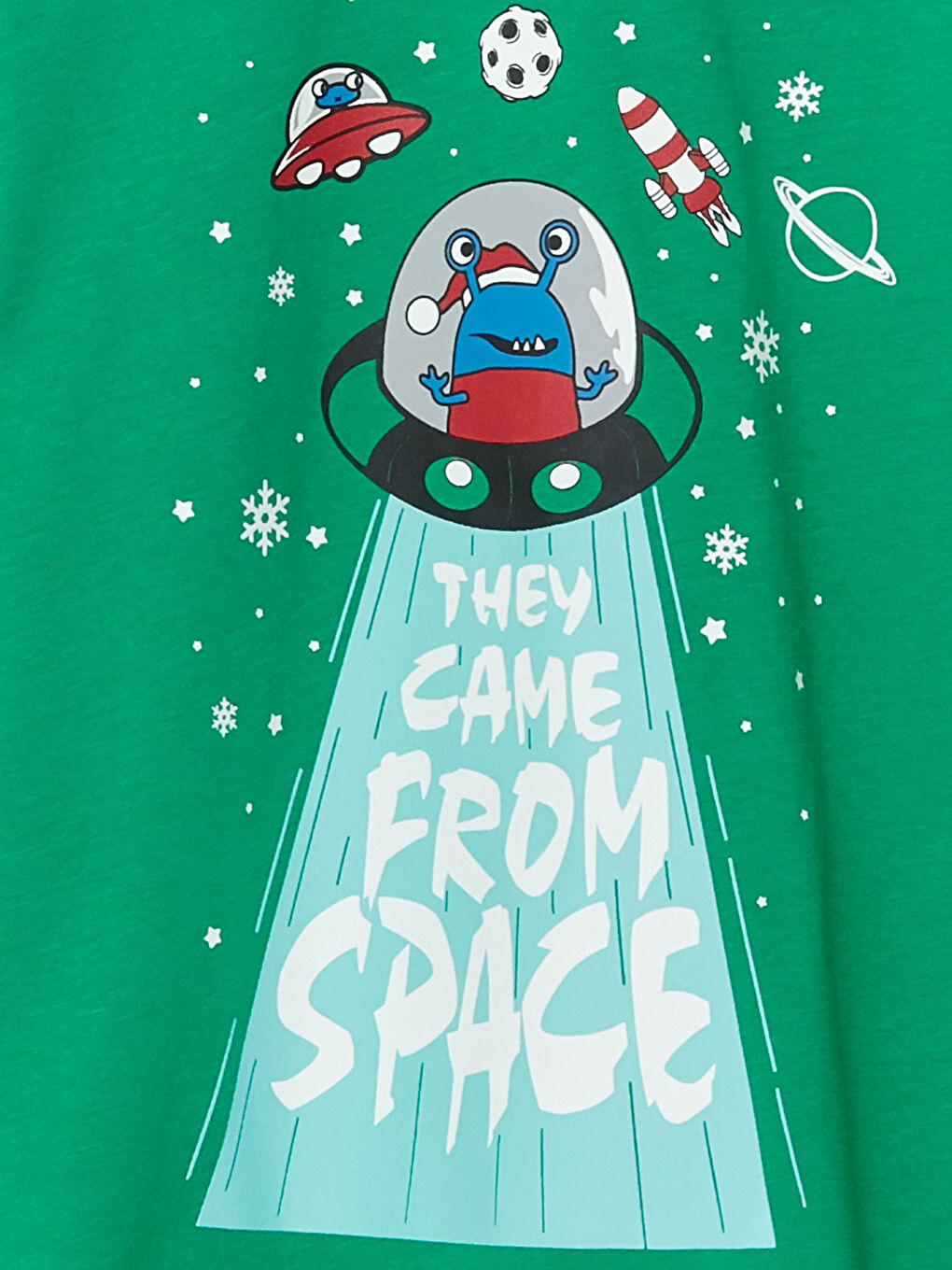 Yeşil Bisiklet Yaka Baskılı Uzun Kollu Erkek Çocuk Pijama Takımı-3