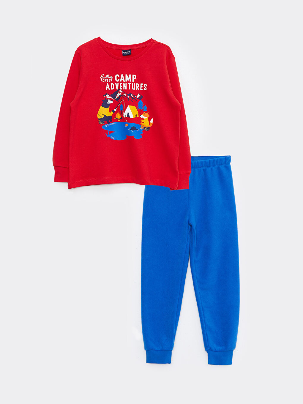 LCW Kids سێتی بیجامە قۆڵ درێژ چاپکراو یەخه‌ خڕ بۆ کوڕان -W2BA88Z4-HNK