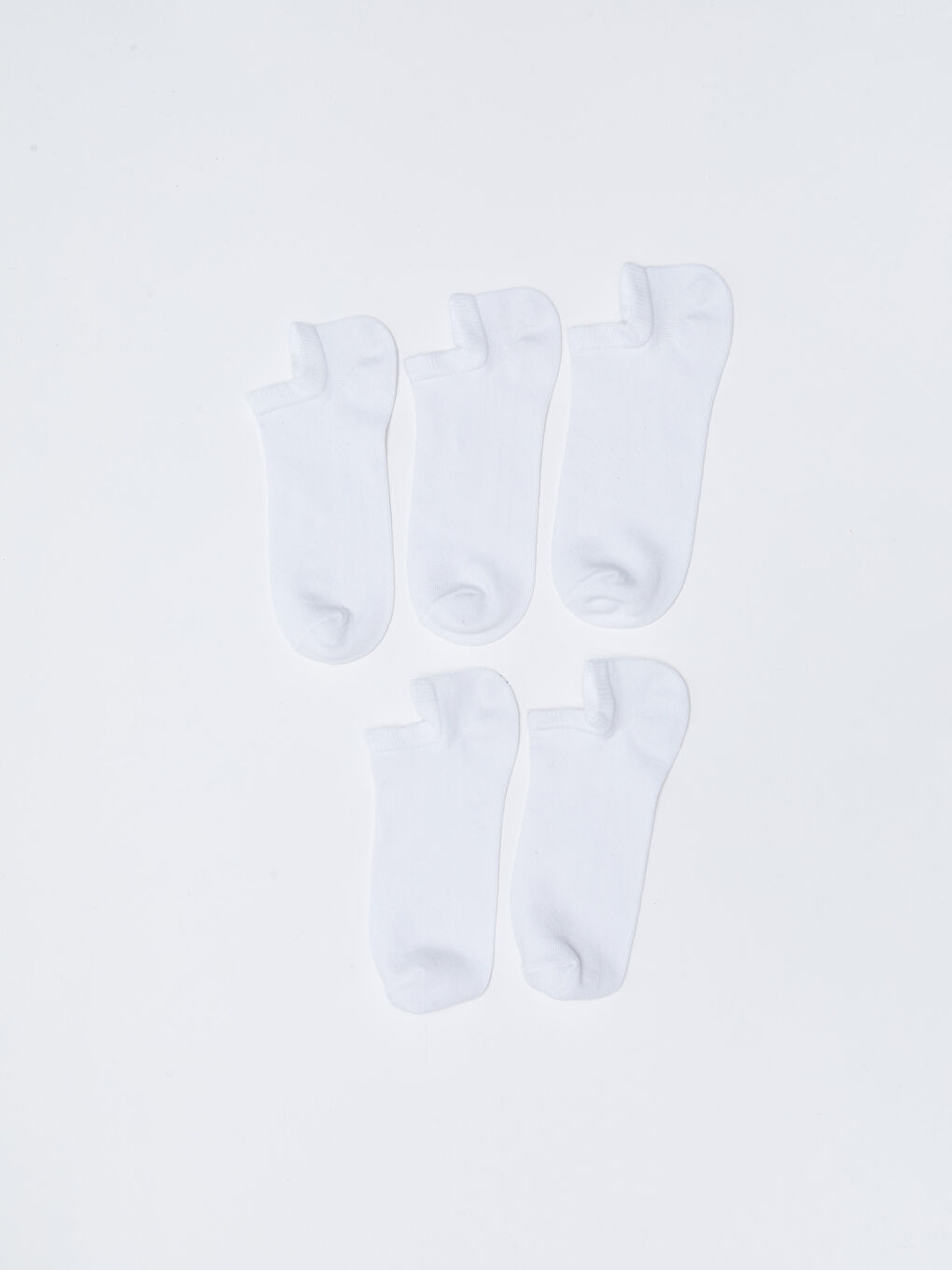 Beyaz Çizgili Erkek Sneaker Çorap 5'li-1