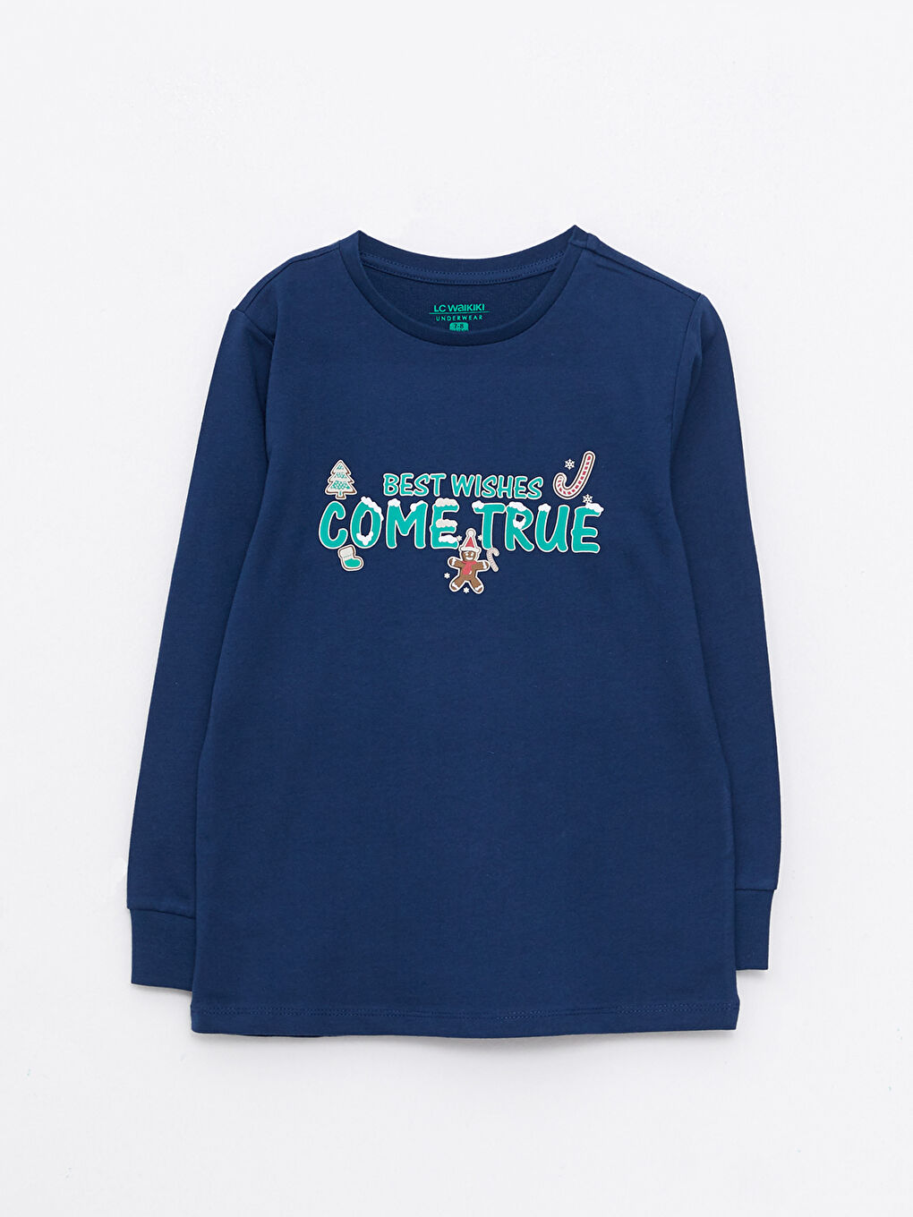 LCW Kids Комплект пижами с кръгло деколте, коледен мотив и дълъг ръкав за момчета -W2BA94Z4-JC7