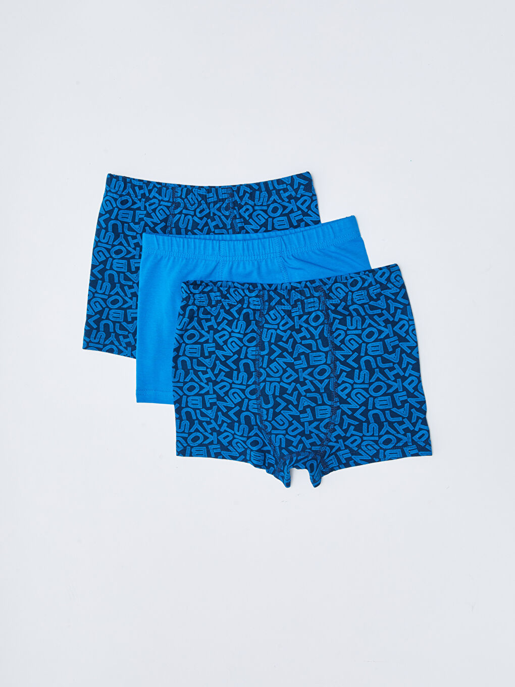 Lacivert Baskılı Pamuklu Erkek Çocuk Boxer 3'lü