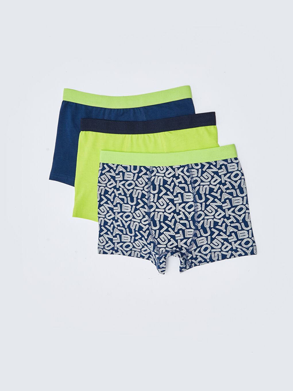 Lacivert Baskılı Pamuklu Erkek Çocuk Boxer 3'lü