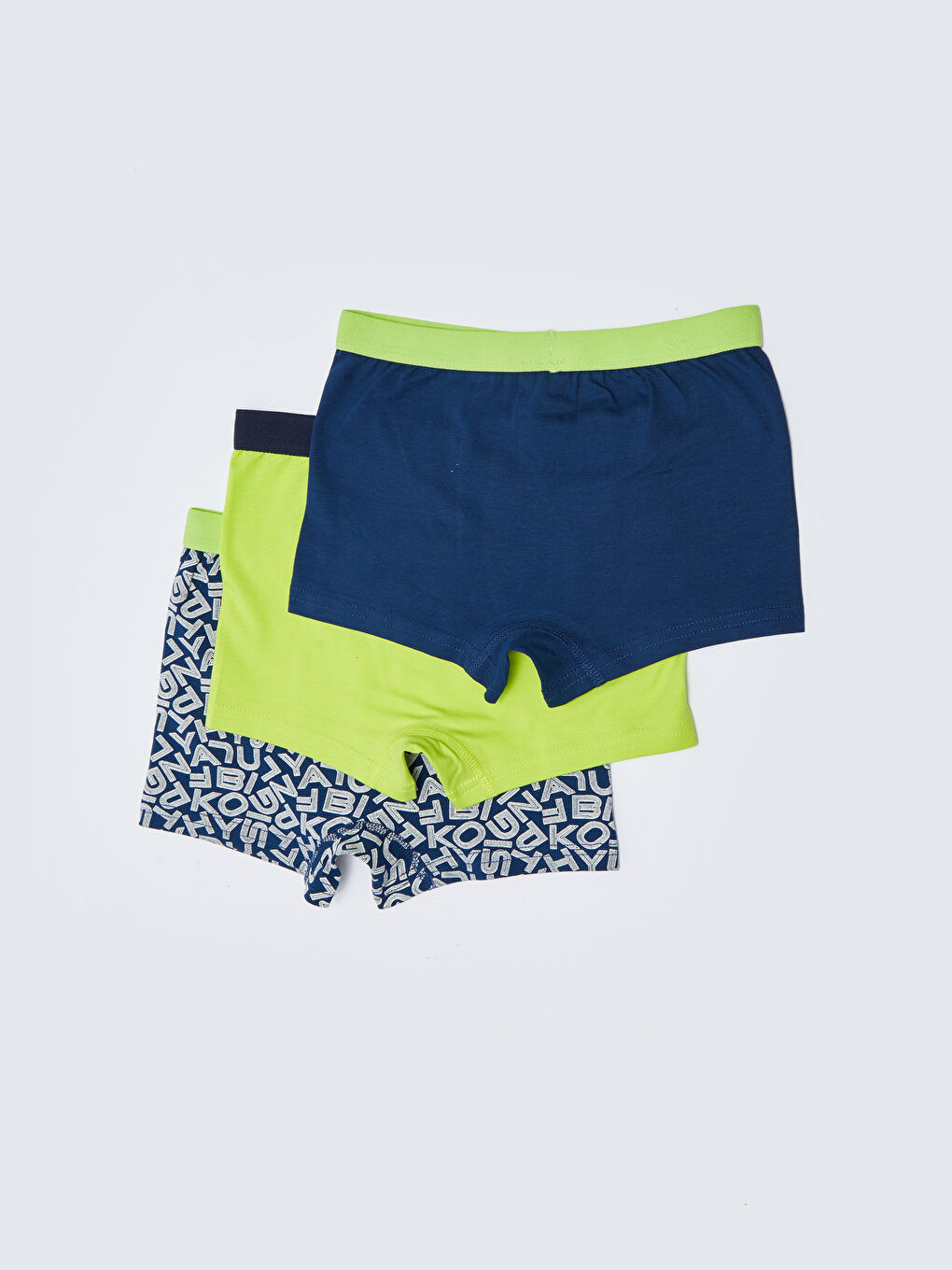 Lacivert Baskılı Pamuklu Erkek Çocuk Boxer 3'lü-1