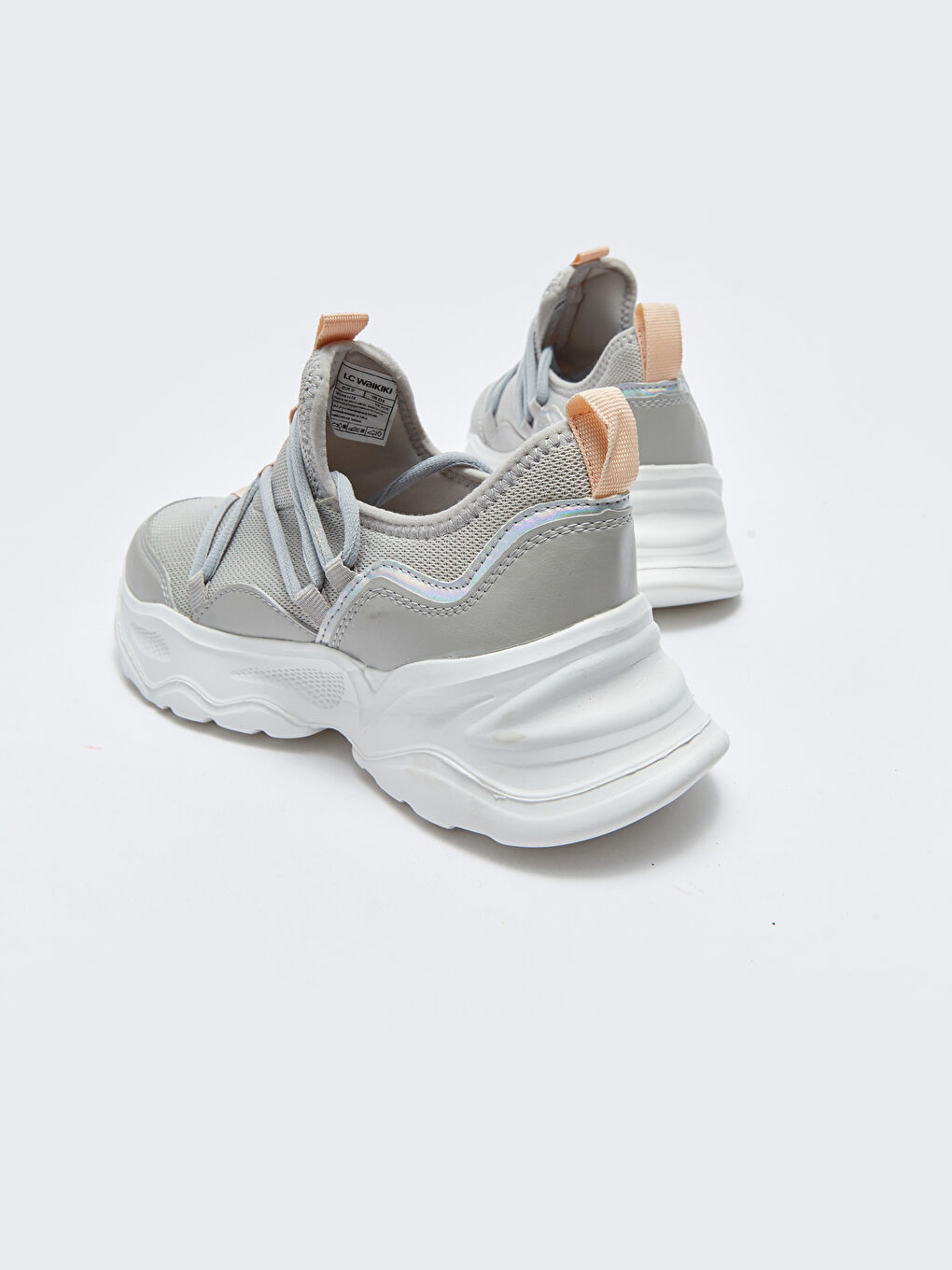 Gri Bağcıklı File Detaylı Kadın Aktif Spor Ayakkabı-4