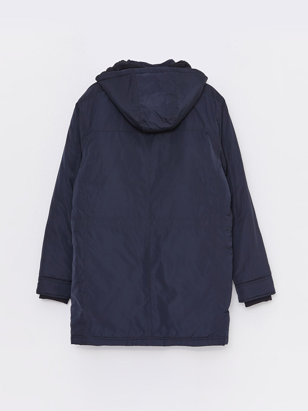 Lacivert Standart Kalıp Kapüşonlu Erkek Mont-6