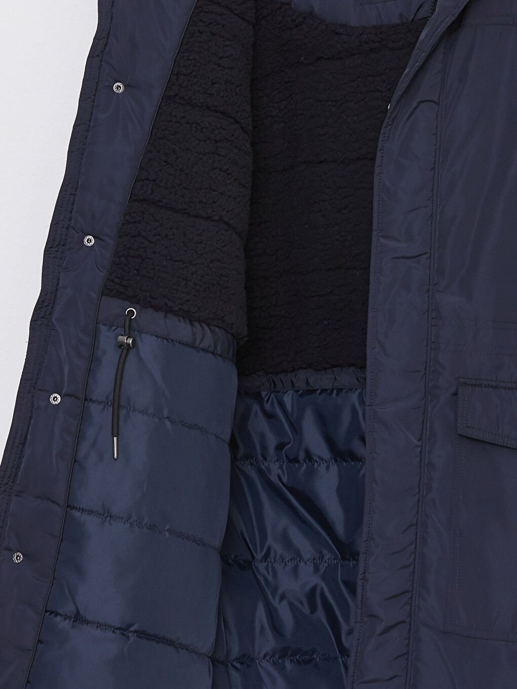 Lacivert Standart Kalıp Kapüşonlu Erkek Mont-7