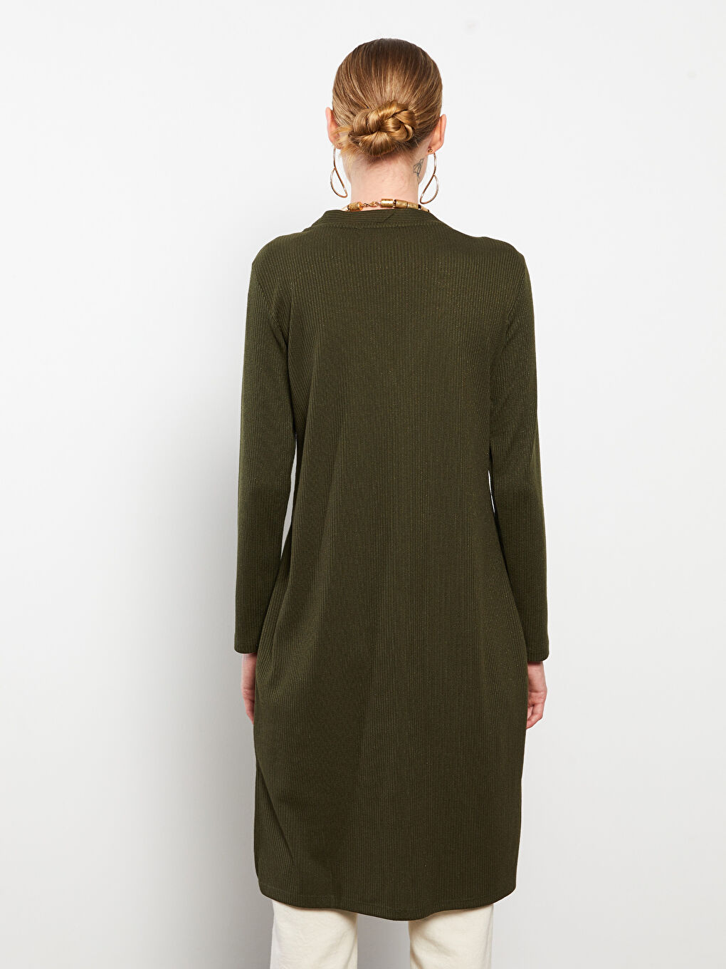 V-Neck Plain Long Sleeve Women's Cardigan-4