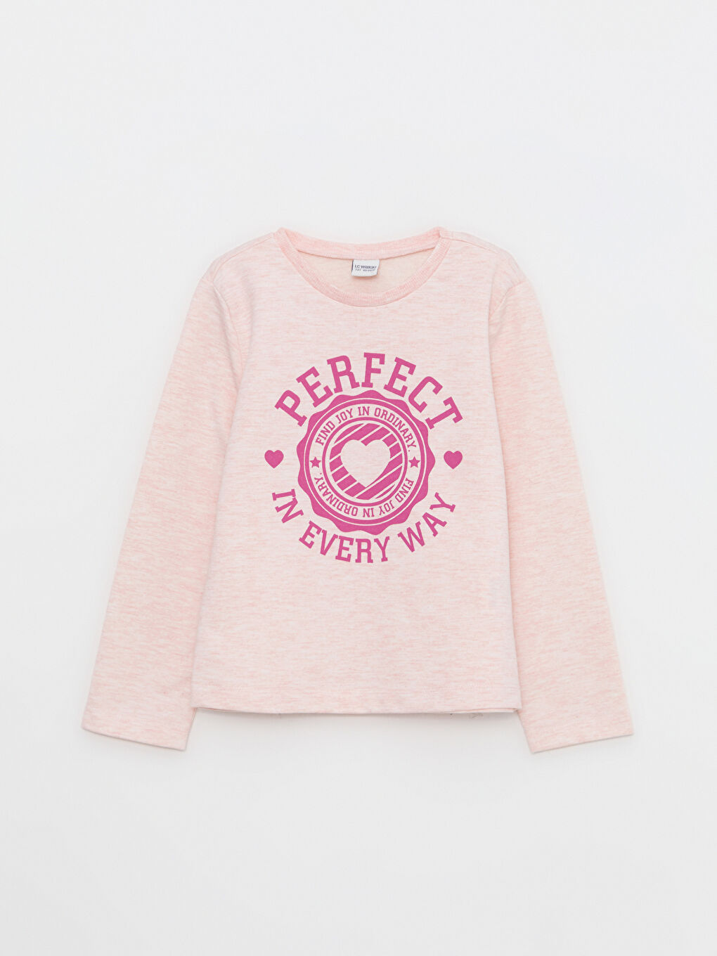 LCW ECO Crew Neck Printed Long Sleeve Girls' Sweatshirt and Trousers -W2BB81Z4-E6R