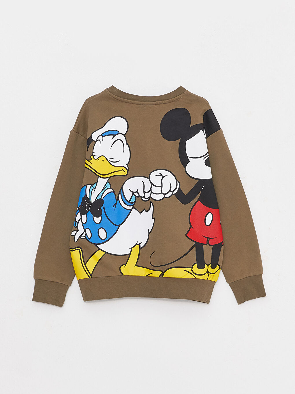 LCW Kids Kahverengi Bisiklet Yaka Mickey Mouse Baskılı Uzun Kollu Erkek Çocuk Sweatshirt - 1