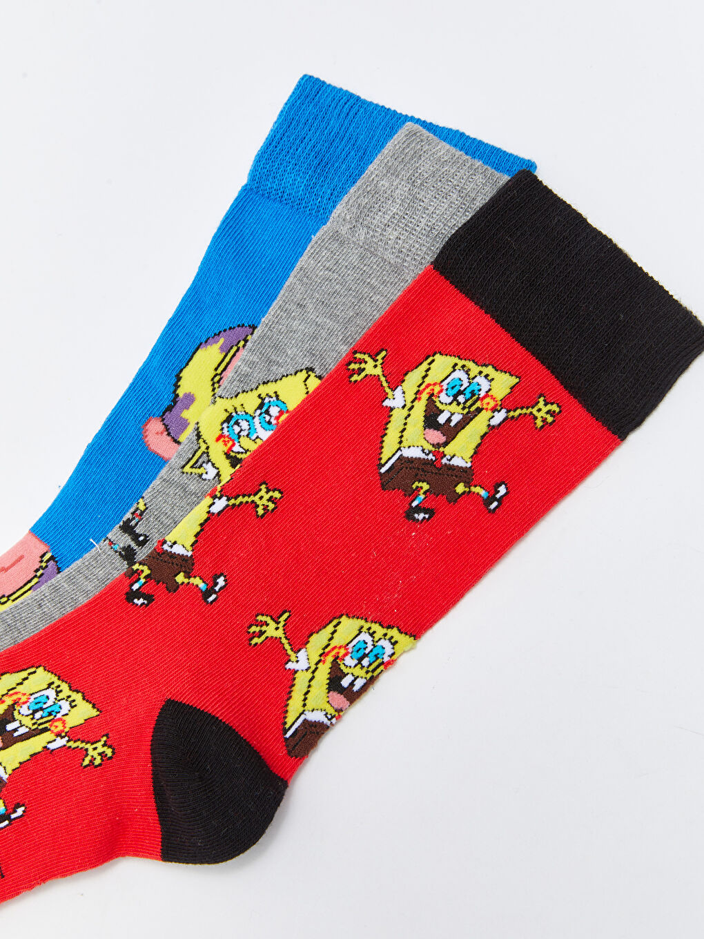Karışık Sünger Bob Baskılı Soket Çorap 3'lü-3