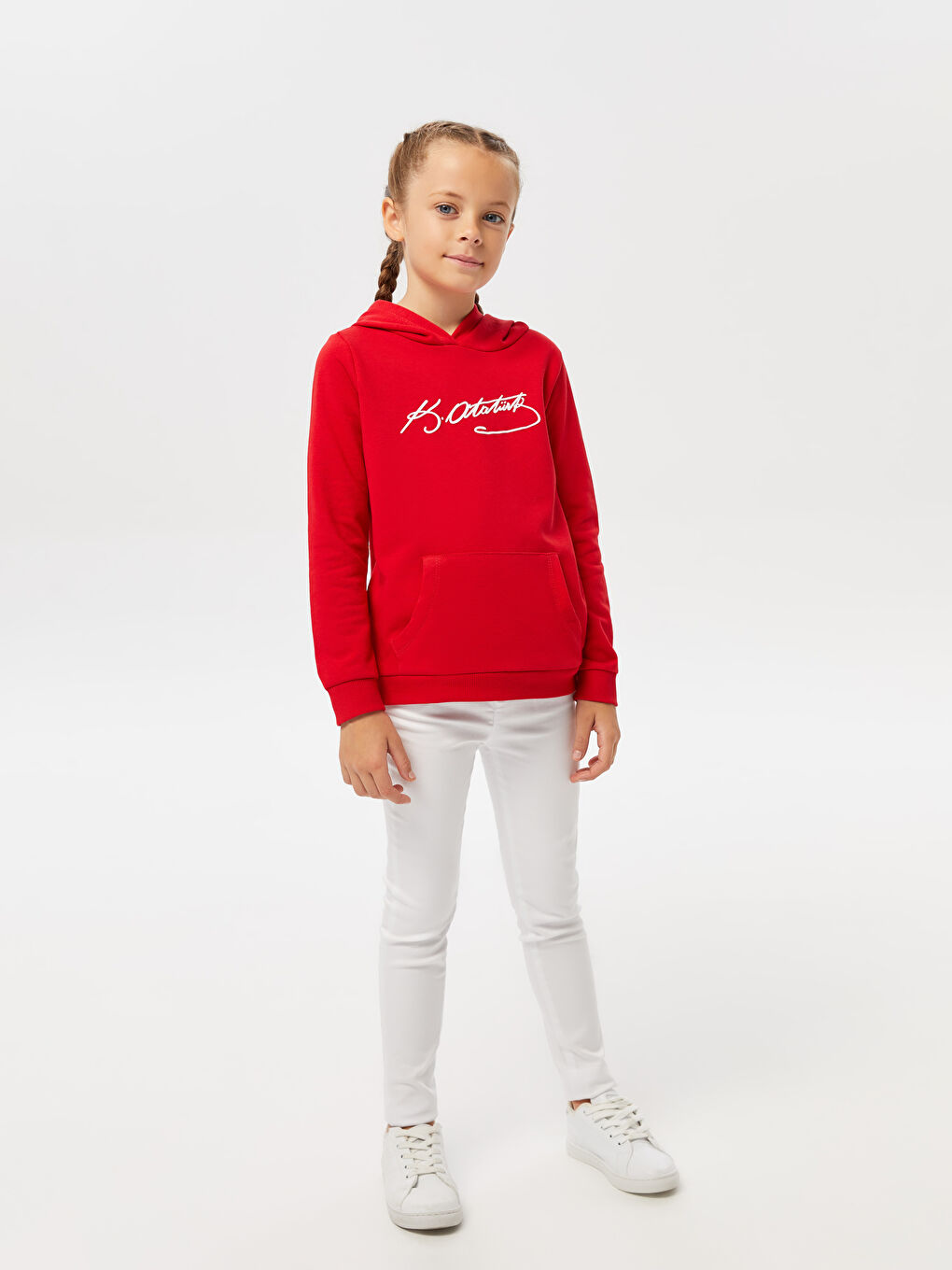 LCW Kids Beyaz Slim Fit Gabardin Kız Çocuk Pantolon