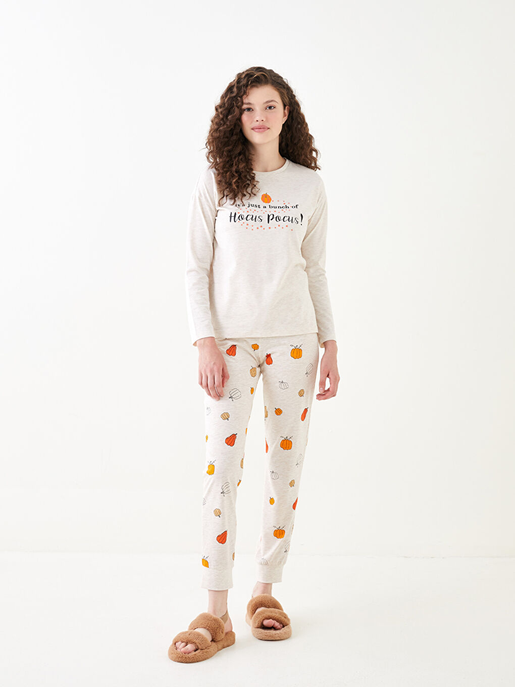 LCW Young Crew Neck Printed Long Sleeve Women's Pyjama Set -W2BC60Z8-DCY