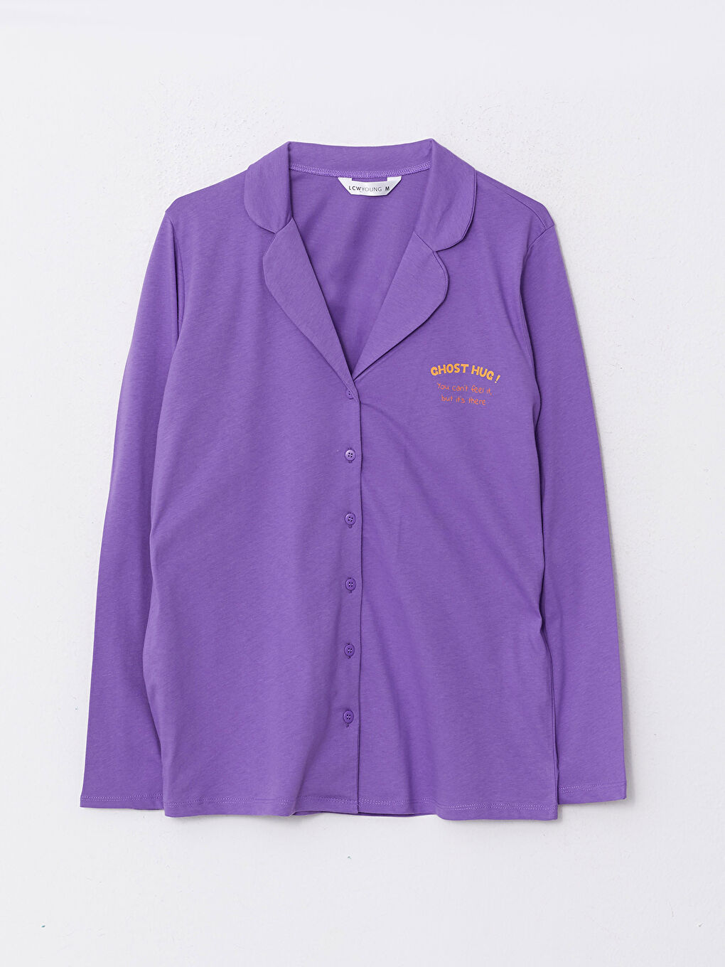 Shirt Neck Printed Long Sleeve Cotton Women's Pajama Set-6