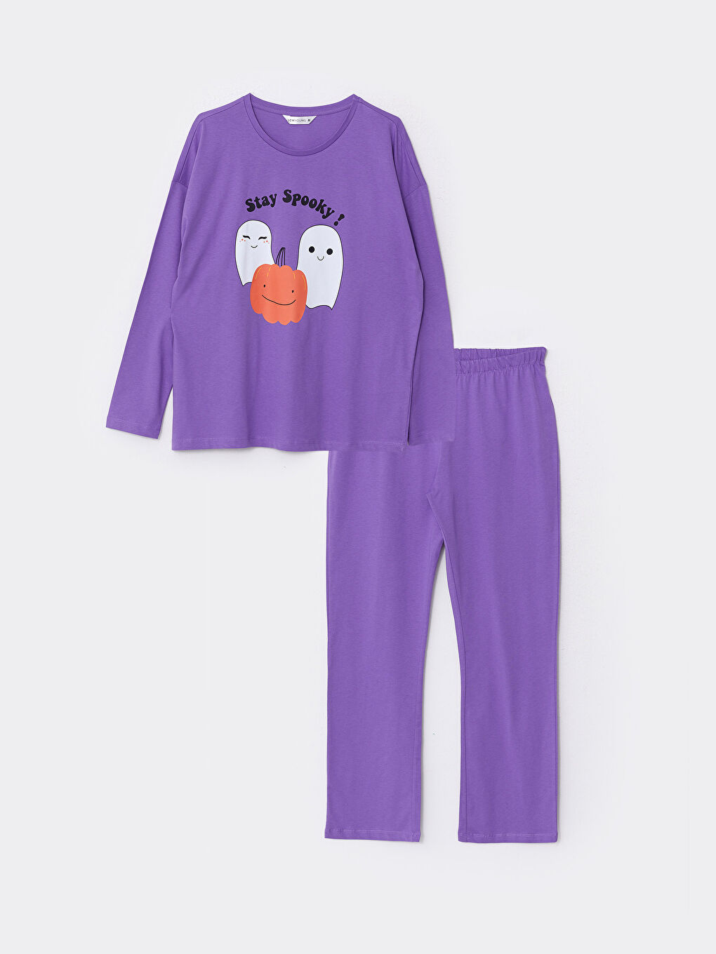LCW Young Crew Neck Printed Long Sleeve Cotton Women's Pajama Set -W2BC64Z8-KZW